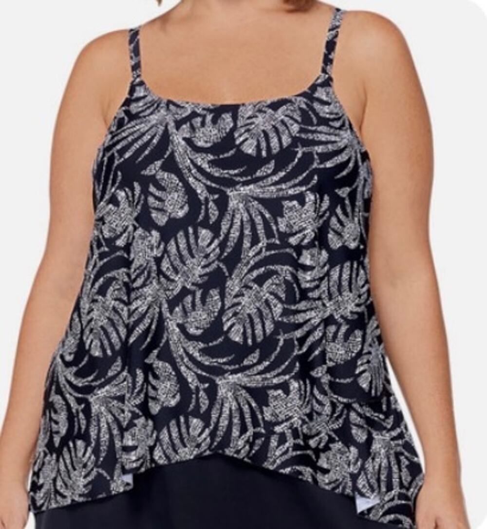 Island Escape Navy Tropical Capetown Underwire Tankini 6 NWT